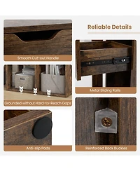 Sugift 3-Cube 2-Tier Wooden Bookcase Storage Shelf with Pull-Out Drawer
