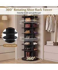 Sugift 7-Tier Rotating Shoe Rack Tower Freestanding Spinning Shoe Organizer Holds 28 Pairs