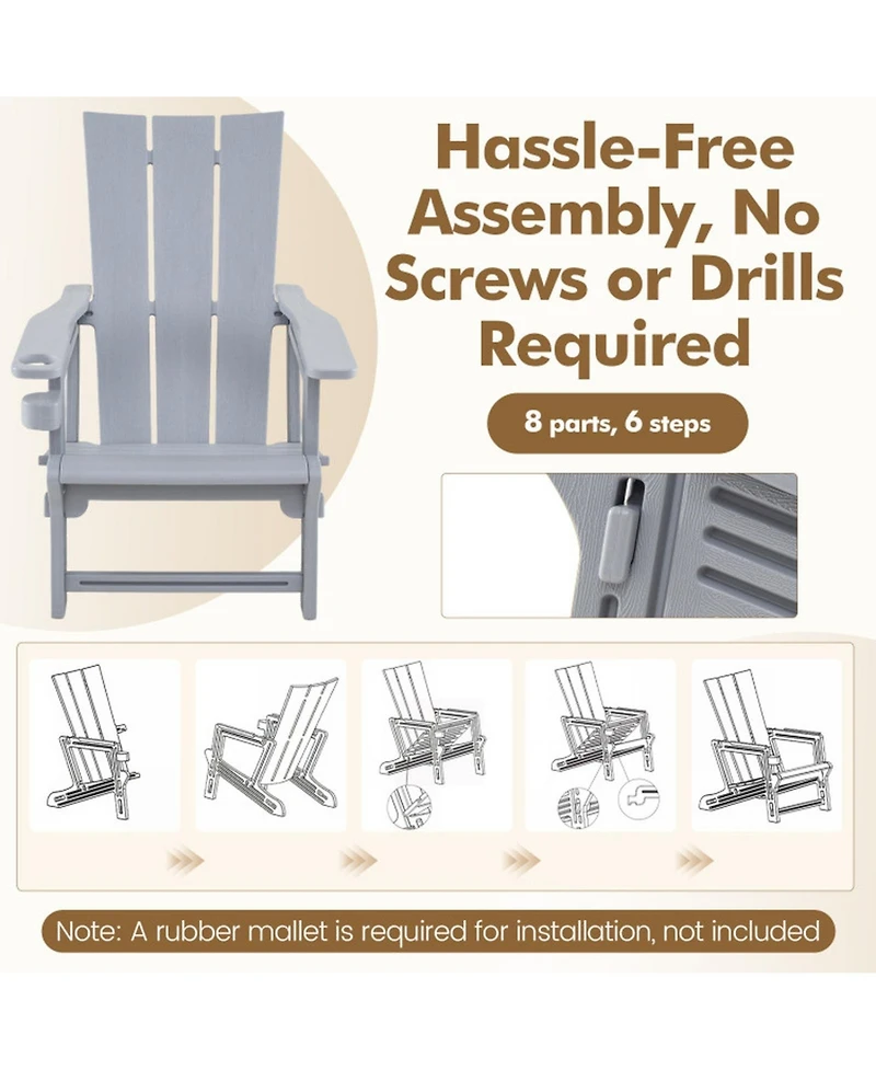Sugift Hdpe Outdoor Adirondack Chairs with Cup Holder