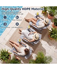 Sugift Set of 2 Hdpe Adirondack Chairs with Cup Holder and Wood-Like Texture for Garden