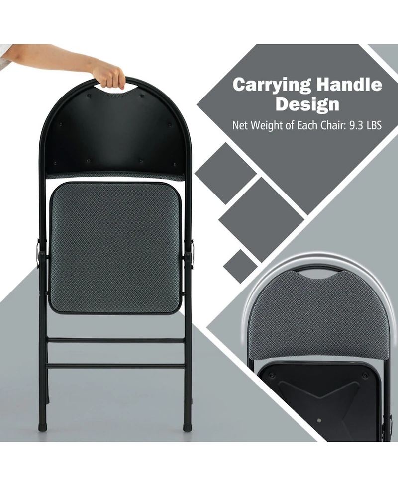 Gouun Set of 2 Padded Folding Office Chairs with Backrest 18 Inch Seat