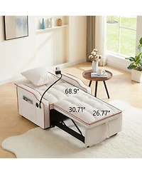 Clihome 3 1 Convertible Sleeper Sofa Chair Bed With Adjustable Backrest and Phone Holder