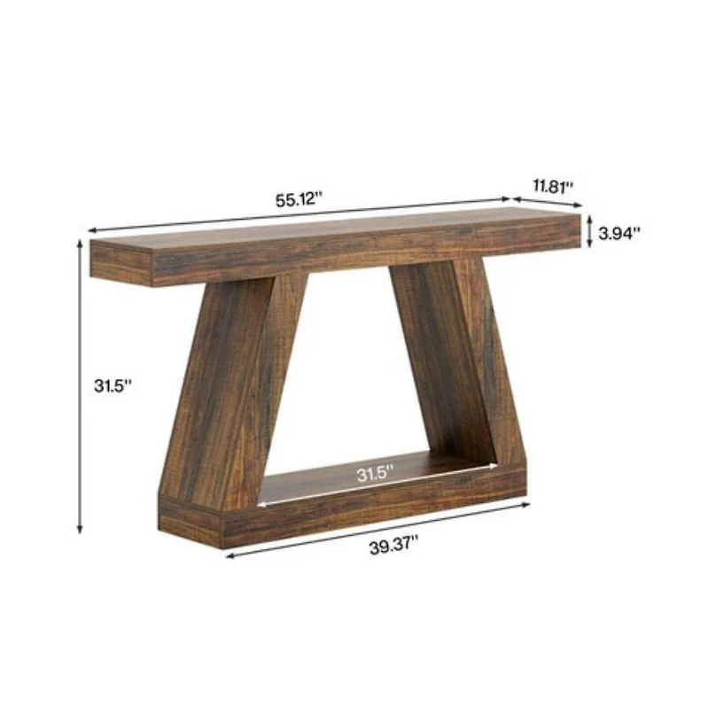 Slickblue 55" Farmhouse Console Table with Storage Shelves