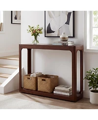 Slickblue Modern Mid-Century Wood Console Table with 2 Tiers and Shelf