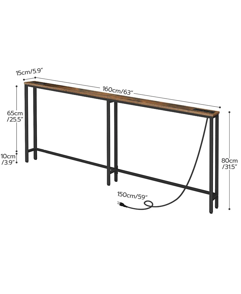 Slickblue 63-Inch Entryway Console Table with Built-In Charging Station