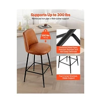 Slickblue Set of 2 27 Inch Pu Leather Swivel Counter Height Bar Stools