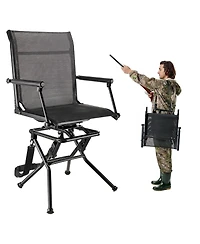 Hongge 360 Degree Silent Swivel Hunting Chair with Armrests Steel Frame and 300 lbs Capacity for Blinds