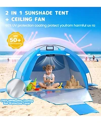 Aofar Beach Tent Solar Fan Anti-uv Sun Shelter Portable Shade Play Ceiling