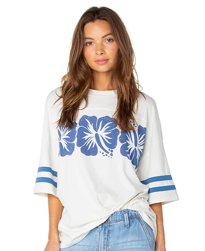 Roxy Women's Game Day Tee Oversized Graphic Floral T-Shirt