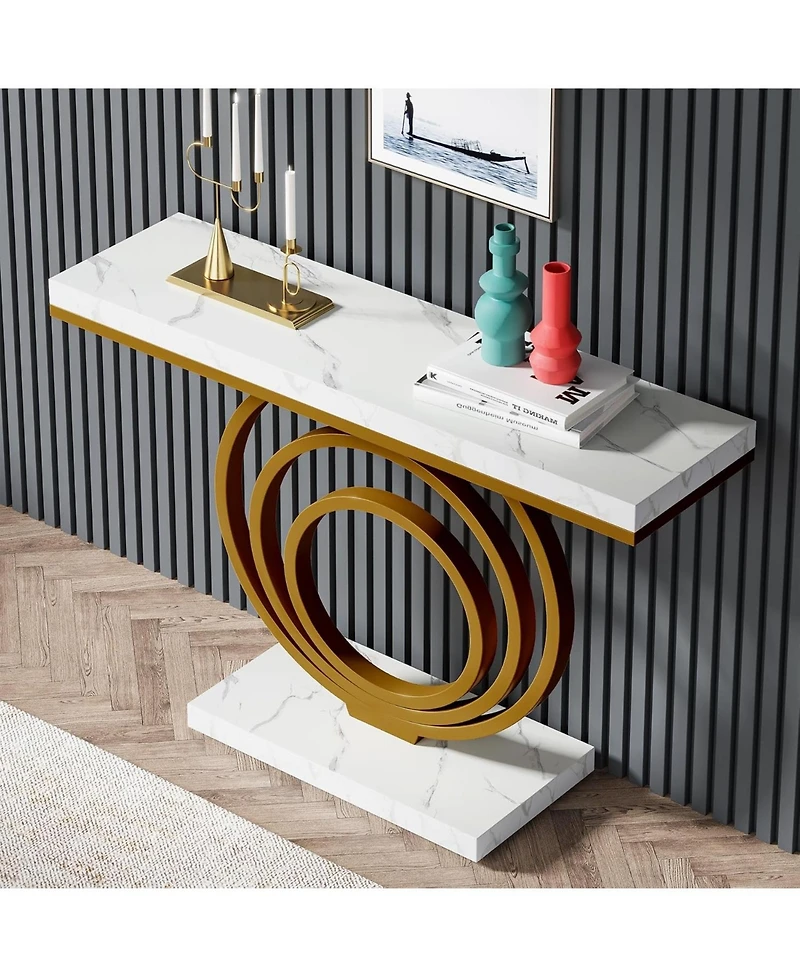 Tribesigns 41" Gold Console Table with Marble Top