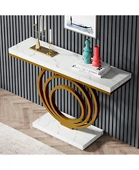 Tribesigns 41" Gold Console Table with Marble Top