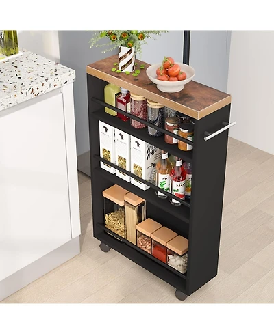 Tribesigns 4-Tier Slim Rolling Storage Cart with Handle