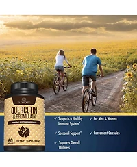Sunergetic Quercetin and Bromelain Supplement 1,000 Milligram Quercetin Per Serving 60 Capsules