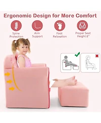 Gouun Ultra Soft Velvet Toddler Loveseat Couch with Matching Footrest Ottoman