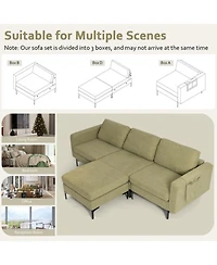 Gouun Modular 94 Inch L-Shape Sectional Sofa Reversible Chaise with Usb Ports