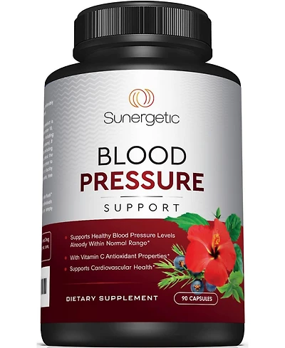 Sunergetic Herbal Supplement with Garlic, Hawthorn, Hibiscus and Vitamins, 90 Capsules