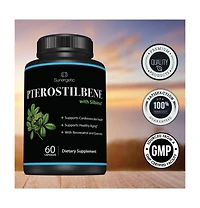 Sunergetic Pterostilbene Supplement with Resveratrol and Quercetin, 60 Capsules