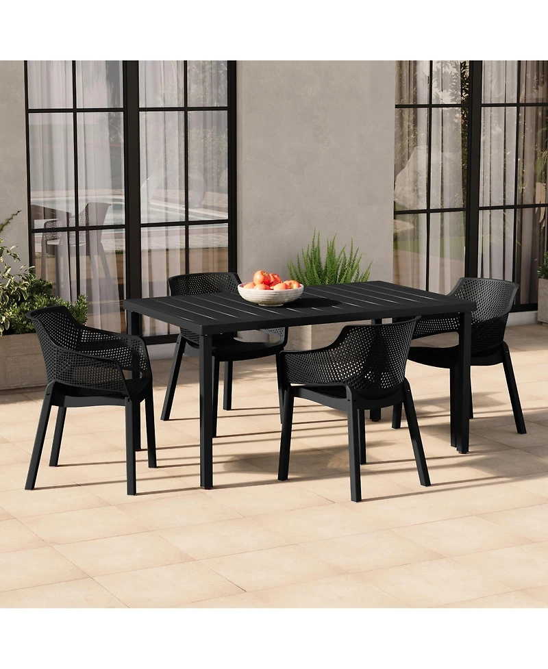 WestinTrends Outdoor Modern Stackable Plastic Resin Patio Dining Armchair (Set of 4)