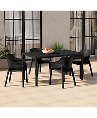 WestinTrends Outdoor Modern Stackable Plastic Resin Patio Dining Armchair (Set of 4)