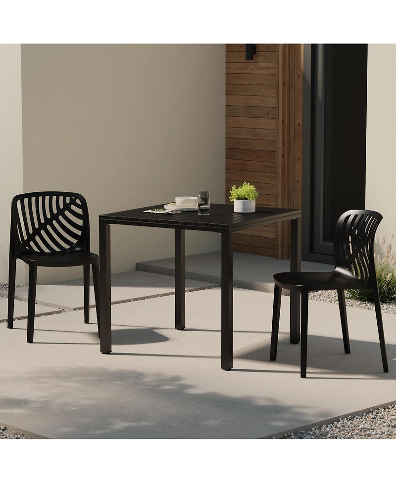 WestinTrends Outdoor Modern Stackable Polypropylene Plastic Patio Bistro Dining Side Chairs (Set of 2)