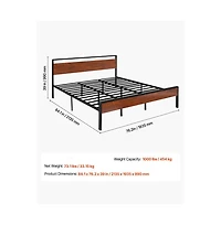 Slickblue 14 Inch King Bed Frame with Wooden Headboard and Under Bed Storage