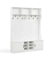 Sugift 59in Wide 6-in-1 Hall Tree With Bench and Storage