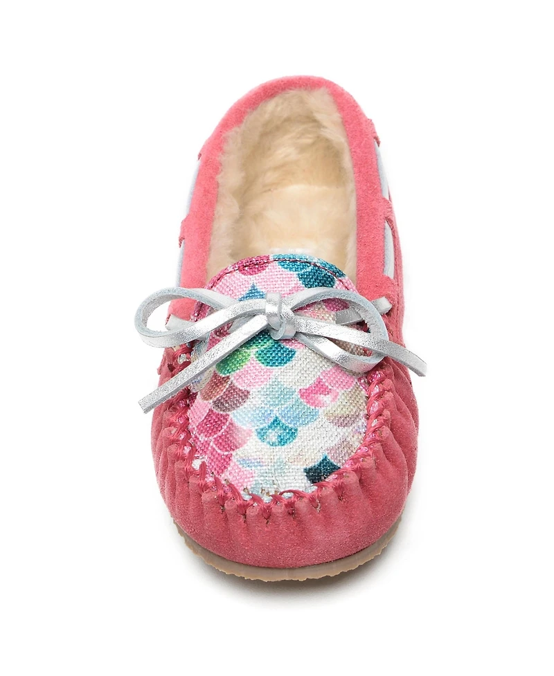 Minnetonka Kids' 1-13 Cassie Suede Faux Fur Lined Slippers