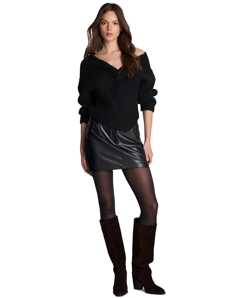 Kenneth Cole Women's Faux Leather A-Line Mini Skirt