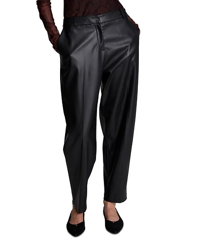 Kenneth Cole Women's Faux Leather High-Rise Cropped Ankle Pants