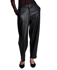 Kenneth Cole Women's Faux Leather High-Rise Cropped Ankle Pants