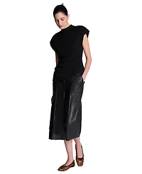 Kenneth Cole Women's Extended Shoulder Keyhole Back Mock Neck Tank Top