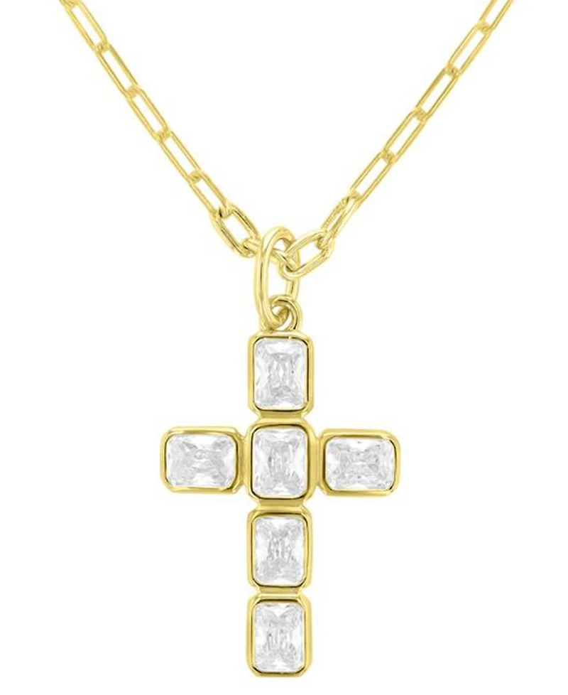 Macy's 14k Gold-Plated Cross Paperclip Chain Necklace