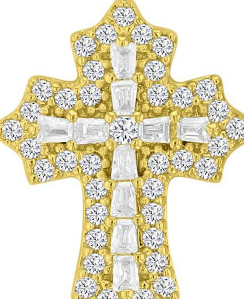 Macy's 14k Gold-Plated Retro Cross Crystal Earrings