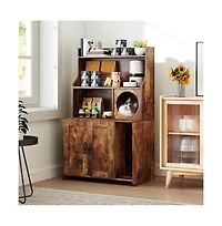 Ruie Wooden Cat Litter Box Enclosure 51 in Industrial Storage Shelf and Cat Condo
