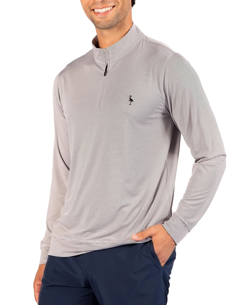 TailorByrd Men's Mini Stripe Performance Quarter Zip Sweater