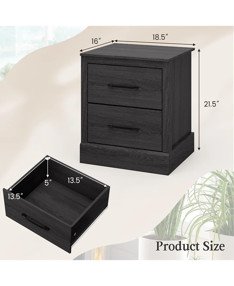 18.5" Farmhouse Nightstand with 2 Drawers Compact End Table for Living Room