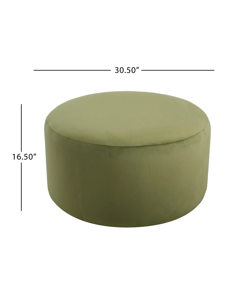 Round Velvet Upholstered Ottoman, Modern Minimalist Design, Versatile as Footrest, Extra Seating or Coffee Table-The Pop Home