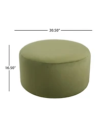 Round Velvet Upholstered Ottoman, Modern Minimalist Design, Versatile as Footrest, Extra Seating or Coffee Table-The Pop Home