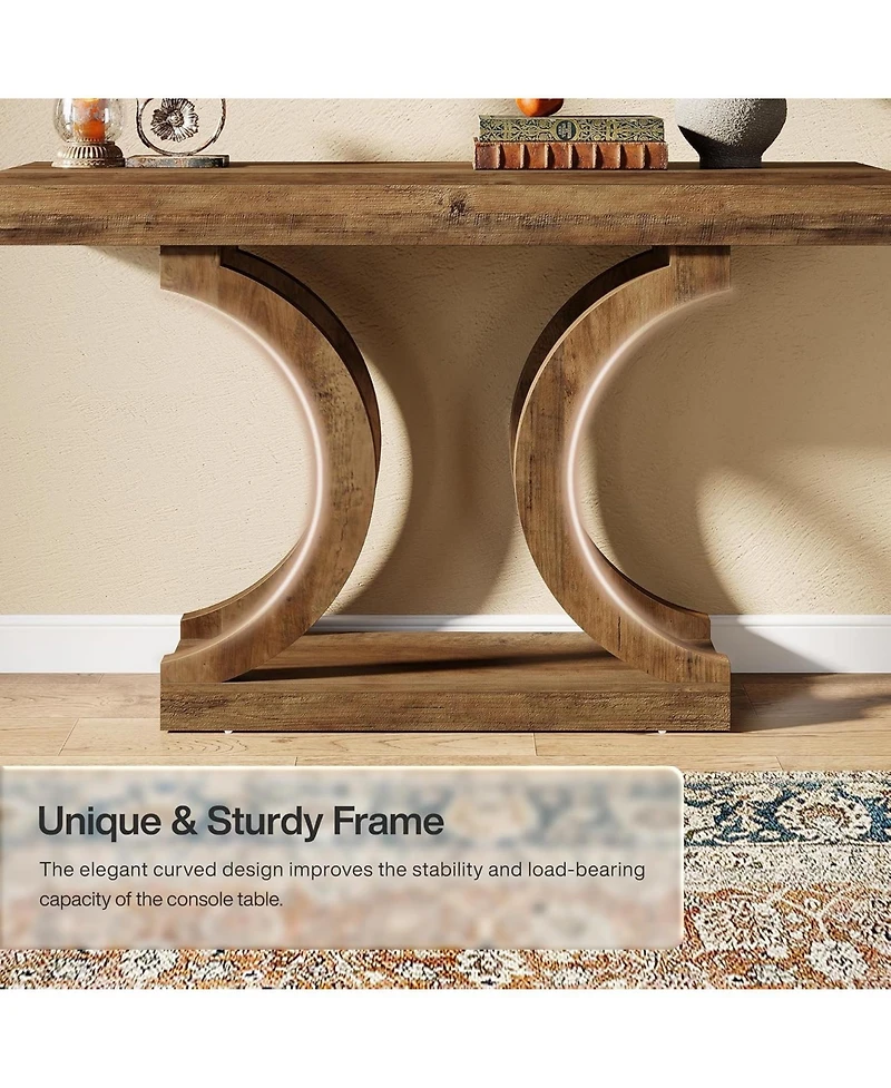 Tribesigns 43.31-Inch Farmhouse Console Table for Entryway, Unique Narrow Sofa Behind The Couch with Curved Legs