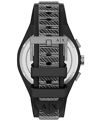 Armani Exchange Men's Sync Quartz Chronograph Black Silicone Watch 44mm