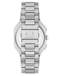 Armani Exchange Men's Quartz Dual Time Silver Stainless Steel Watch 40mm