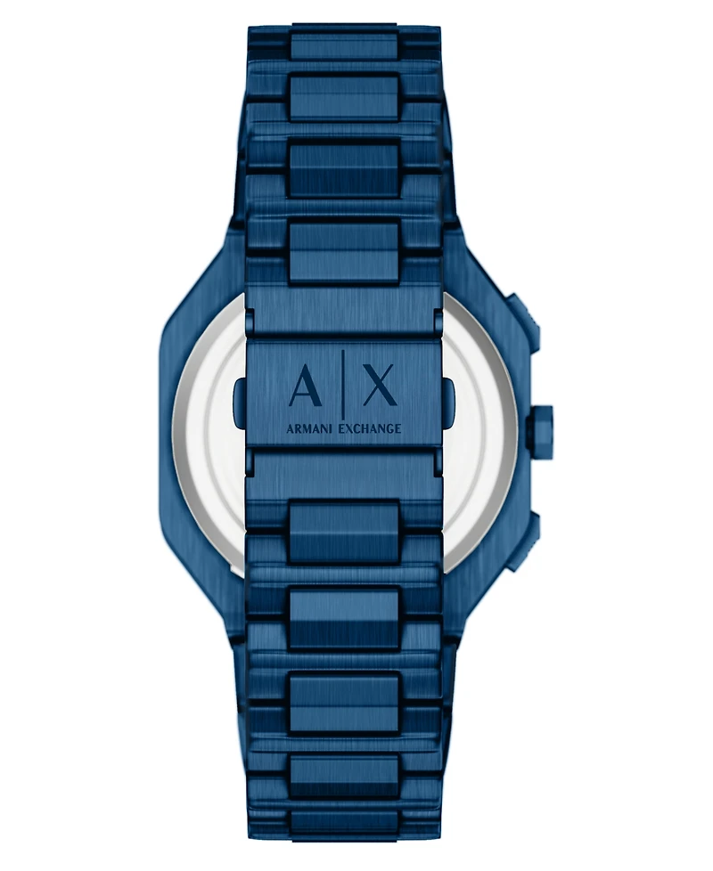 Armani Exchange Men's Quartz Dual Time Blue Stainless Steel Watch 40mm