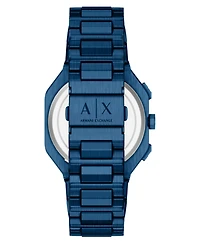 Armani Exchange Men's Quartz Dual Time Blue Stainless Steel Watch 40mm