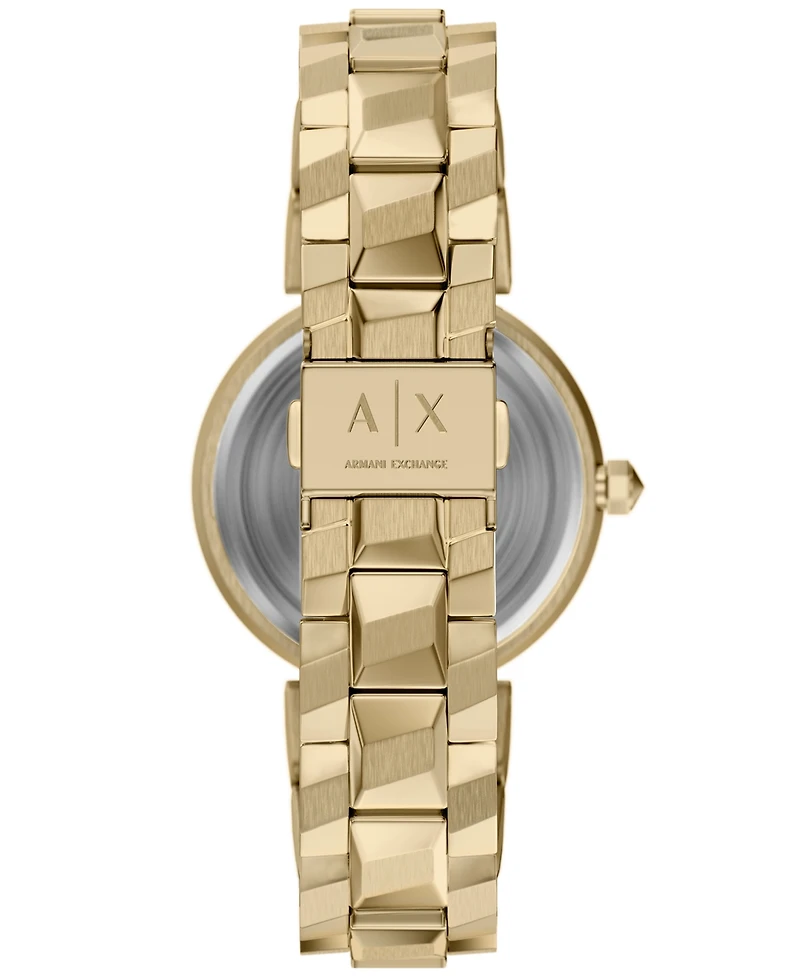 Armani Exchange Women's Audora Quartz Two Hand Gold Stainless Steel Watch 34mm