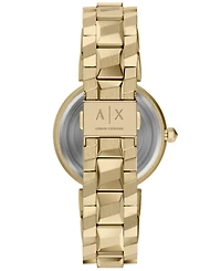 Armani Exchange Women's Audora Quartz Two Hand Gold Stainless Steel Watch 34mm