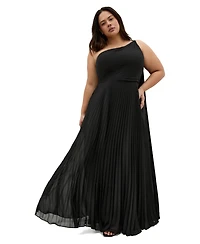 City Chic Plus Eloura One Shoulder Pleat Maxi Dress