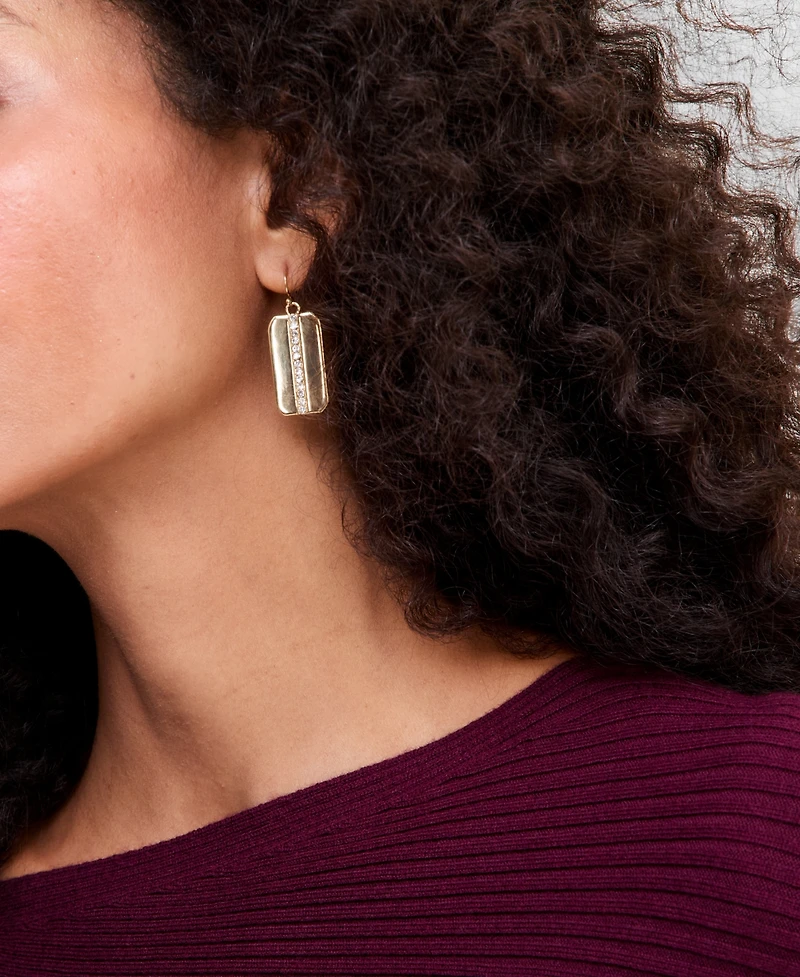 I.n.c. International Concepts Pave Dog Tag Drop Earrings, Macy's Exclusive