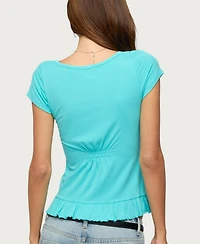 Edikted Women's Liliannah Scoop Neck Ruffle Babydoll Top