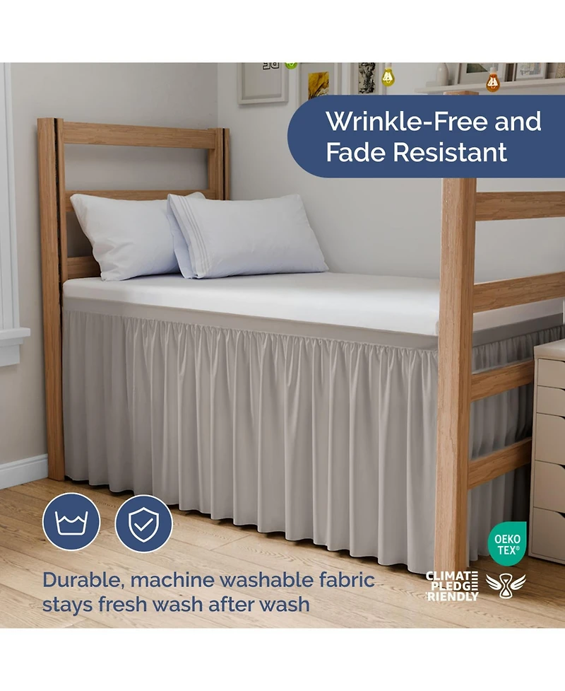 Cgk Unlimited Elastic Wrap Around Dorm Bed Skirt, Easy Fit 32-42" Extra Long Drop