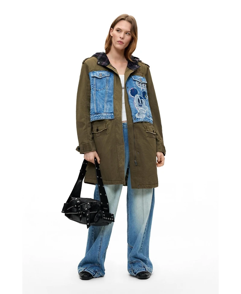 Desigual Women's Hooded Disney Mickey Mouse Print Parka
